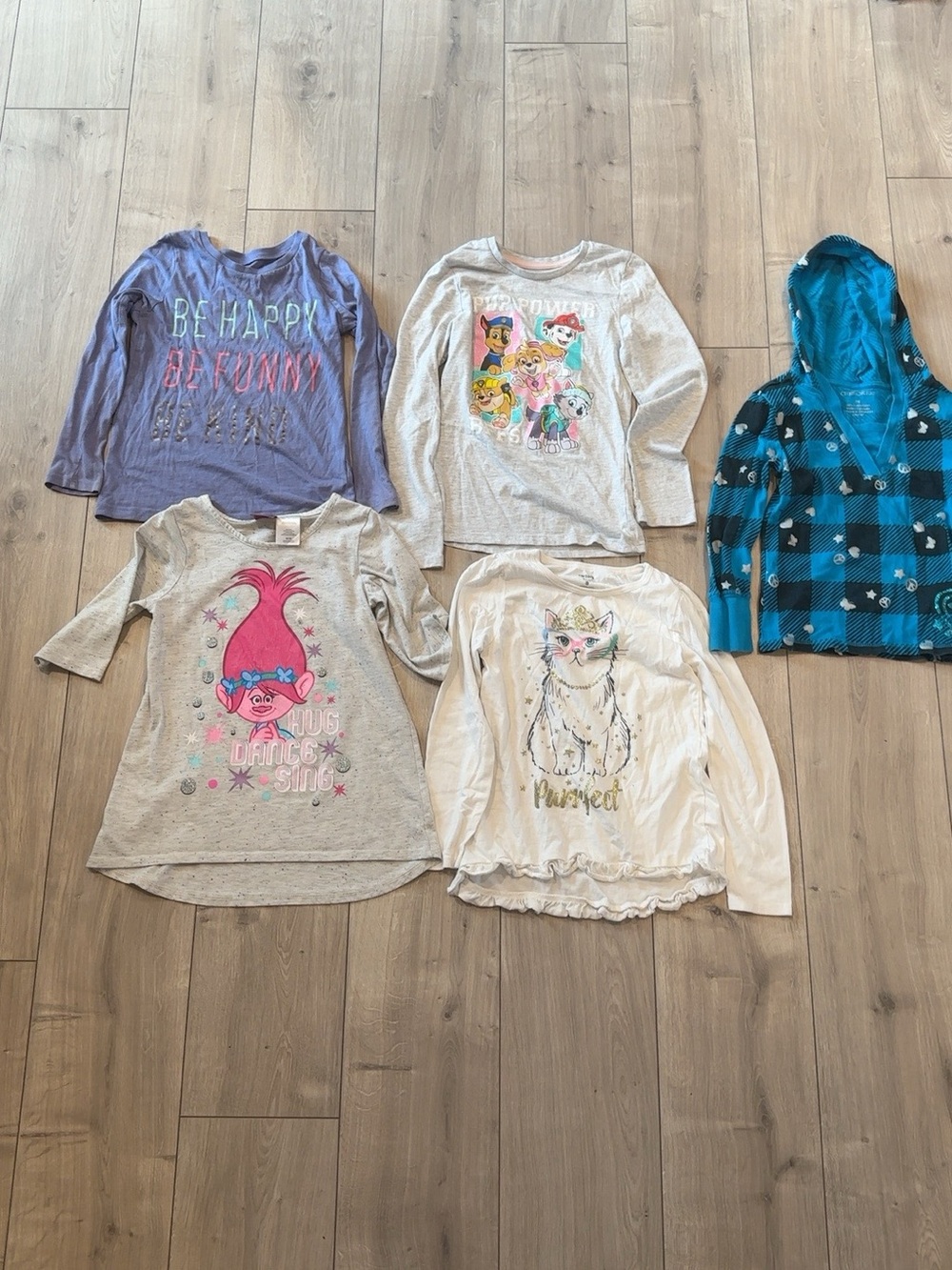 Girls Size 7/8 Long Sleeve Shirt Bundle – 5 Tops